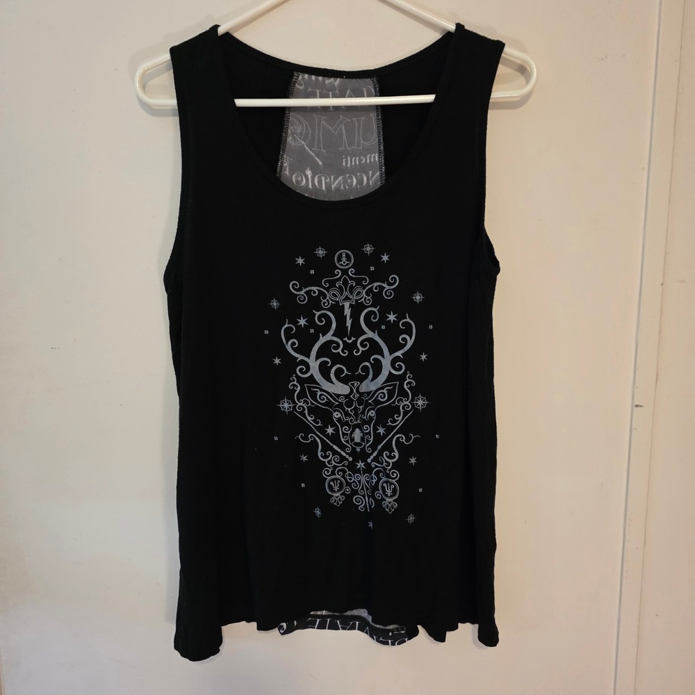Harry Potter Womens Tank Top Size Small Black Patronus Spell Stag